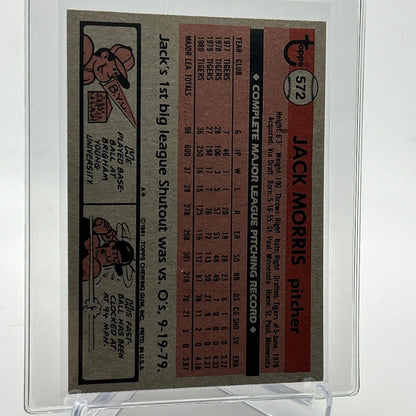 1981 Topps Jack Morris Baseball Card #572 NM-Mint FREE SHIPPING