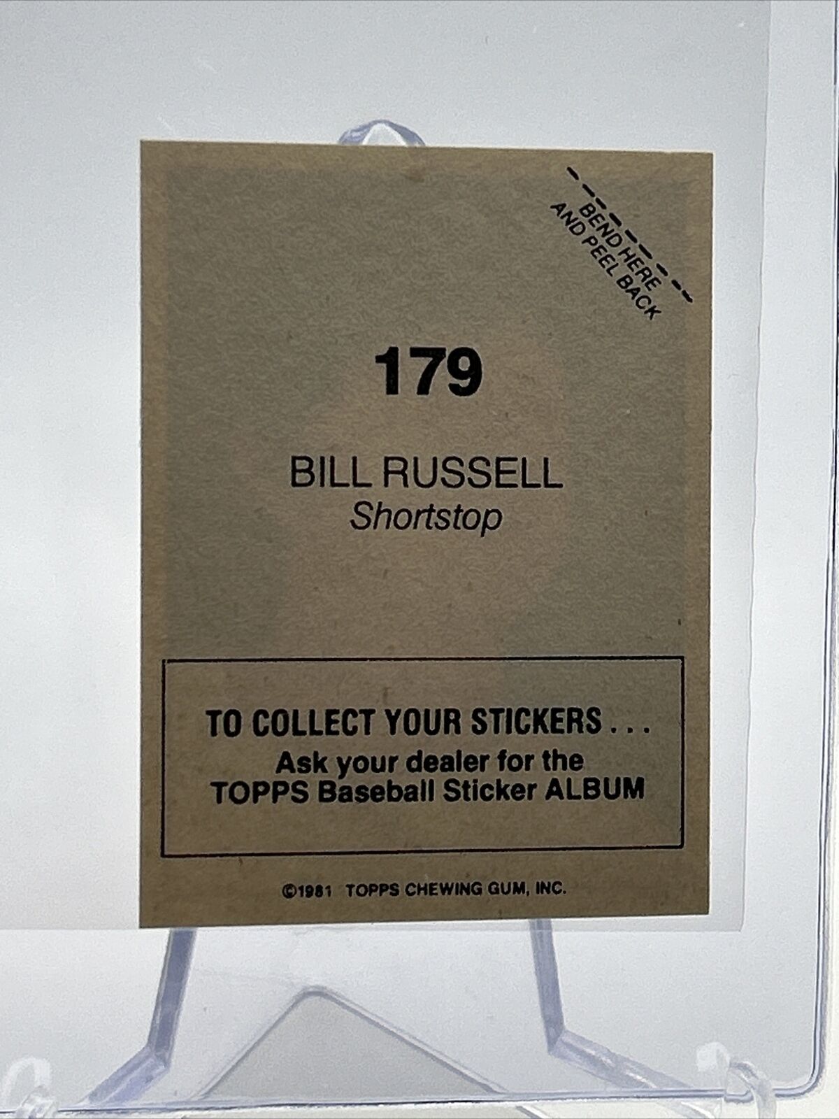 1981 Topps Stickers Bill Russell Baseball Card #179 NM-Mint FREE SHIPPING