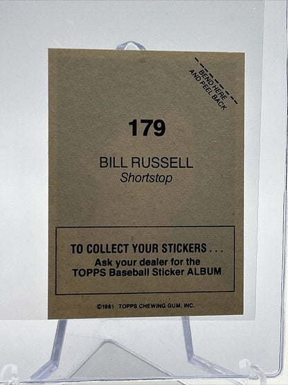 1981 Topps Stickers Bill Russell Baseball Card #179 NM-Mint FREE SHIPPING