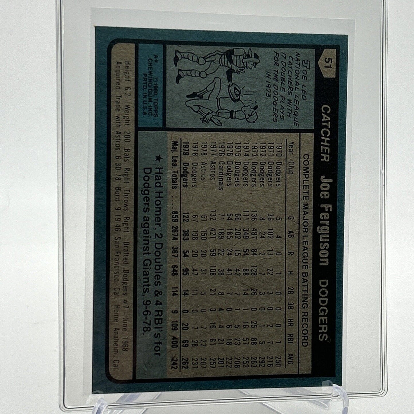 1980 Topps Joe Ferguson Baseball Card #51 NM-Mint FREE SHIPPING
