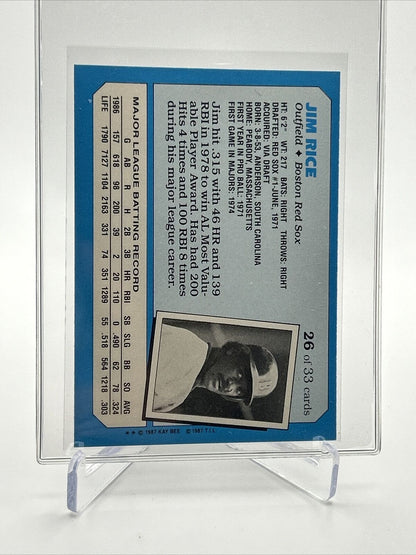 1987 Topps Kay-bee Jim Rice Baseball Card #26 Mint FREE SHIPPING