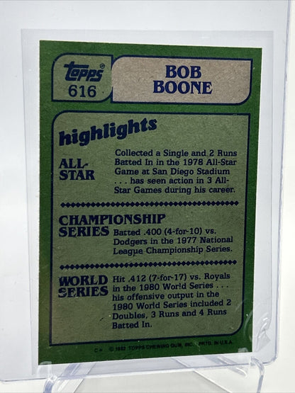 1982 Topps Bob Boone Baseball Card #616 NM-Mint FREE SHIPPING