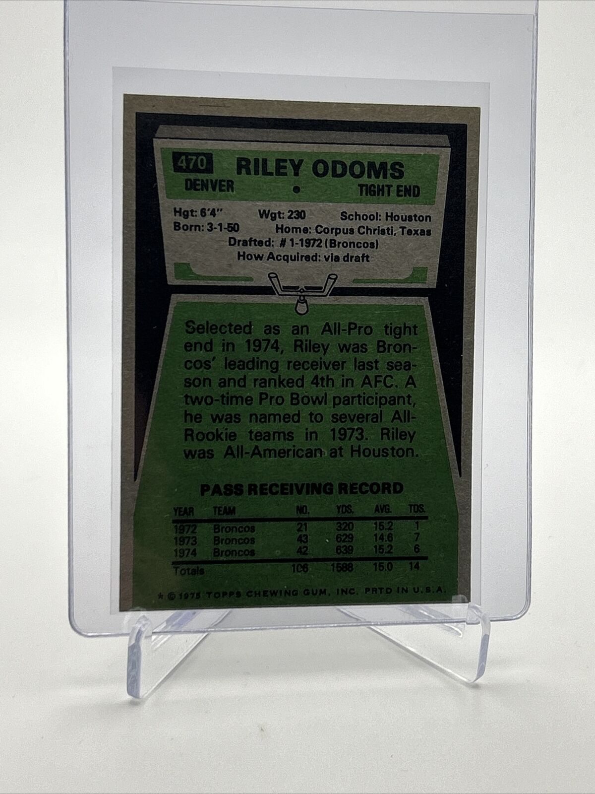 1975 Topps Riley Odoms Football Card #470 EX-MT Quality FREE SHIPPING