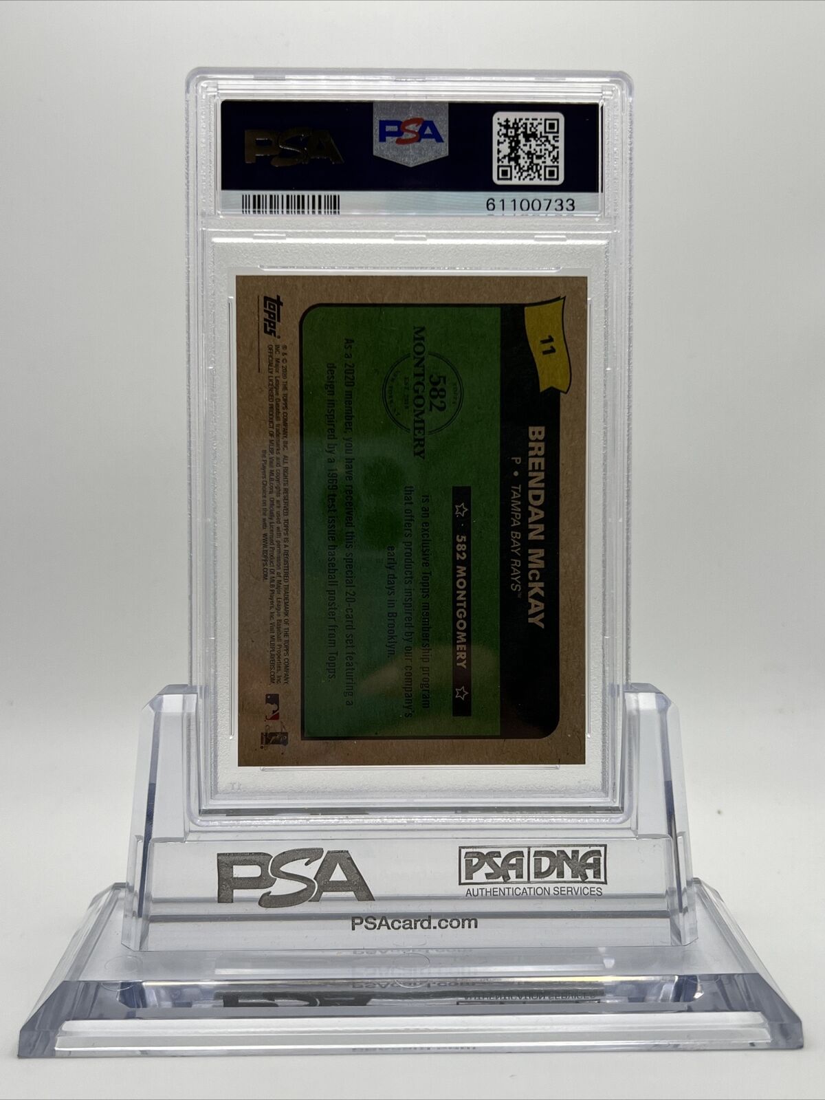 2020 Topps 582 Montgomery Club Set 3 Brendan McKay Rookie Card #11 PSA 9