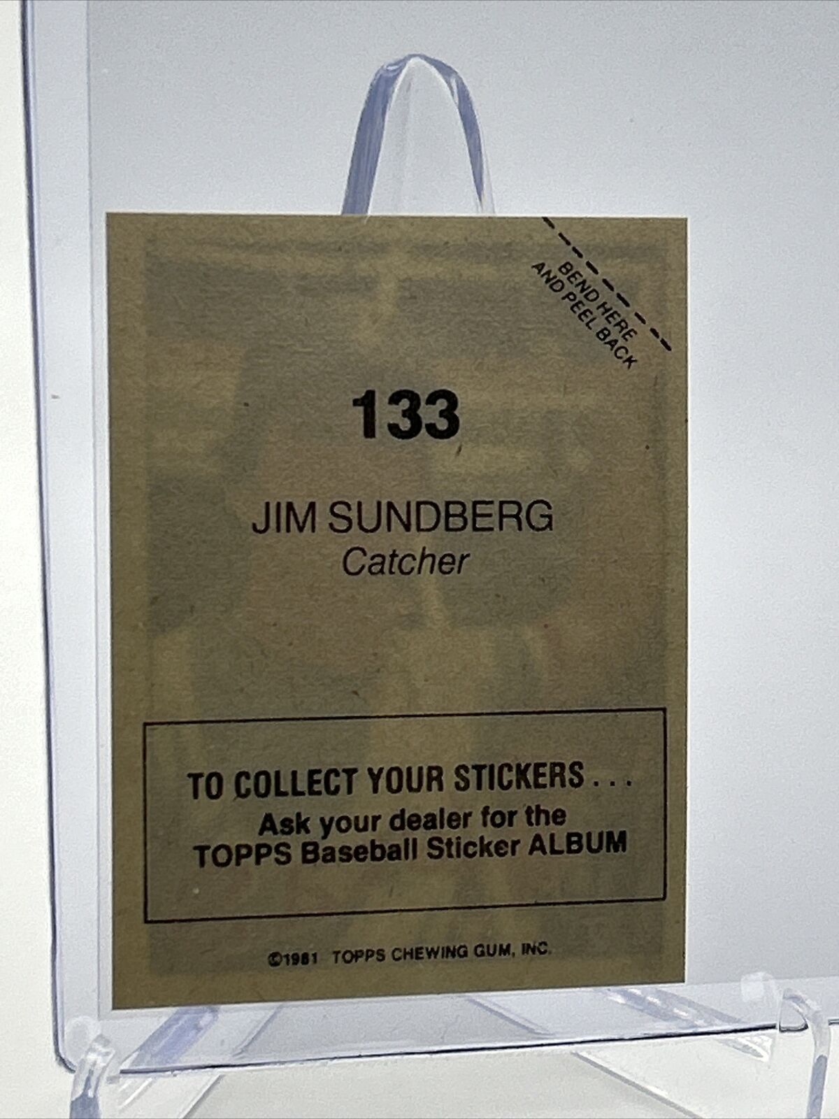 1981 Topps Stickers Jim Sundberg Baseball Card #133 NM-Mint FREE SHIPPING