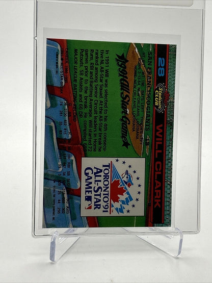 1992 Stadium Club Dome Will Clark Baseball Card #28 Mint FREE SHIPPING