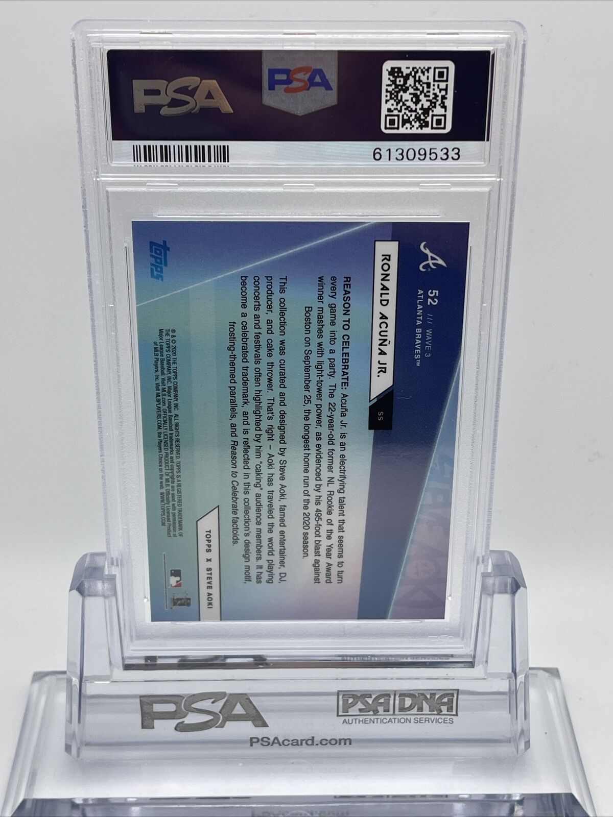 2020 Topps X Steve Aoki Ronald Acuña Jr. Baseball Card #52 PSA 10