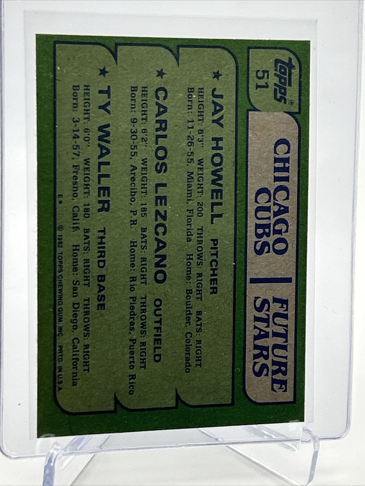 1982 Topps Cubs Future Stars Rookie Baseball Card #51 NM-Mint FREE SHIPPING