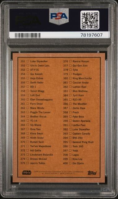 2023 Topps Star Wars Living Set Checklist Card #301-400 PSA 10 Gem Mint