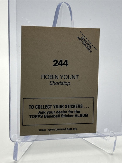 1981 Topps Stickers Robin Yount FOIL BaseballCard #244 NM-Mint FREE SHIPPING