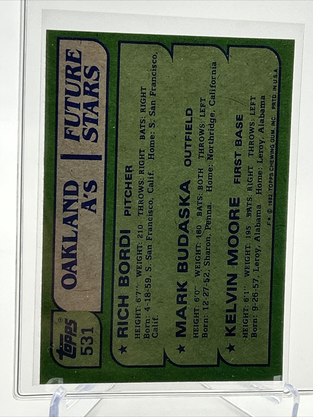 1982 Topps A's Future Stars Rookie Baseball Card #531 NM-Mint FREE SHIPPING