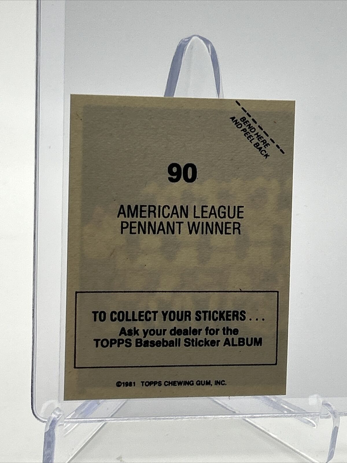1981 Topps Stickers American League Pennant Winner #90 NM-Mint FREE SHIPPING