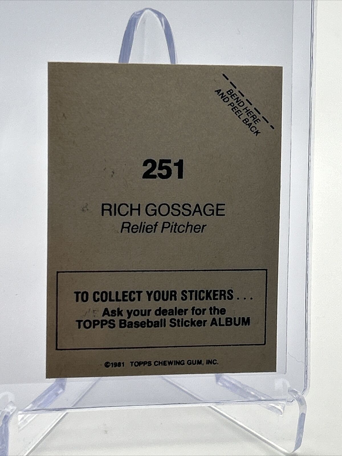 1981 Topps Stickers Rich Gossage FOIL Baseball Card #251 NM-Mint FREE SHIPPING