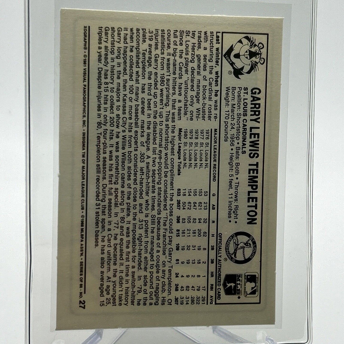 1981 Kellogg's Garry Templeton Baseball Card #27 NM-Mint FREE SHIPPING
