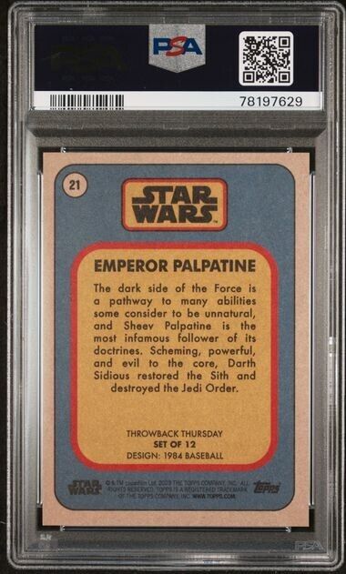 2023 Topps Star Wars Throwback Thursday Emperor Palpatine Card #21 PSA 9 Mint