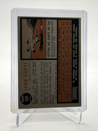 1962 Topps John Goryl Baseball Card #558 VG-EX Quality FREE SHIPPING
