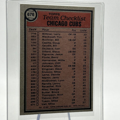 1981 Topps Chicago Cubs Checklist Baseball Card #676 NM-Mint FREE SHIPPING
