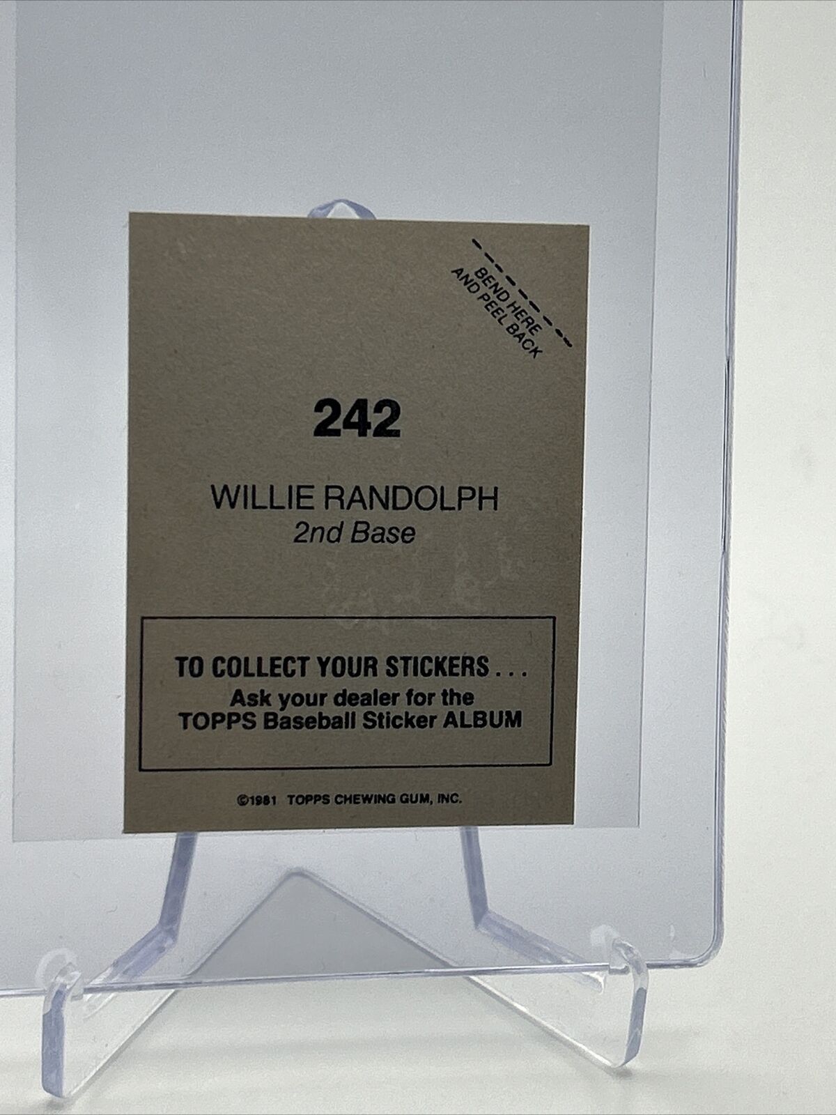1981 Topps Stickers Willie Randolph FOIL Card #242 NM-Mint FREE SHIPPING