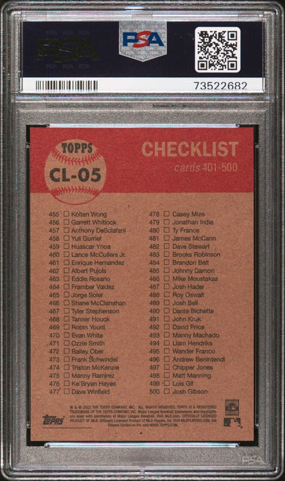 2022 Topps Living Set Checklist 401-500 Baseball Card #CL05 PSA 9 Mint