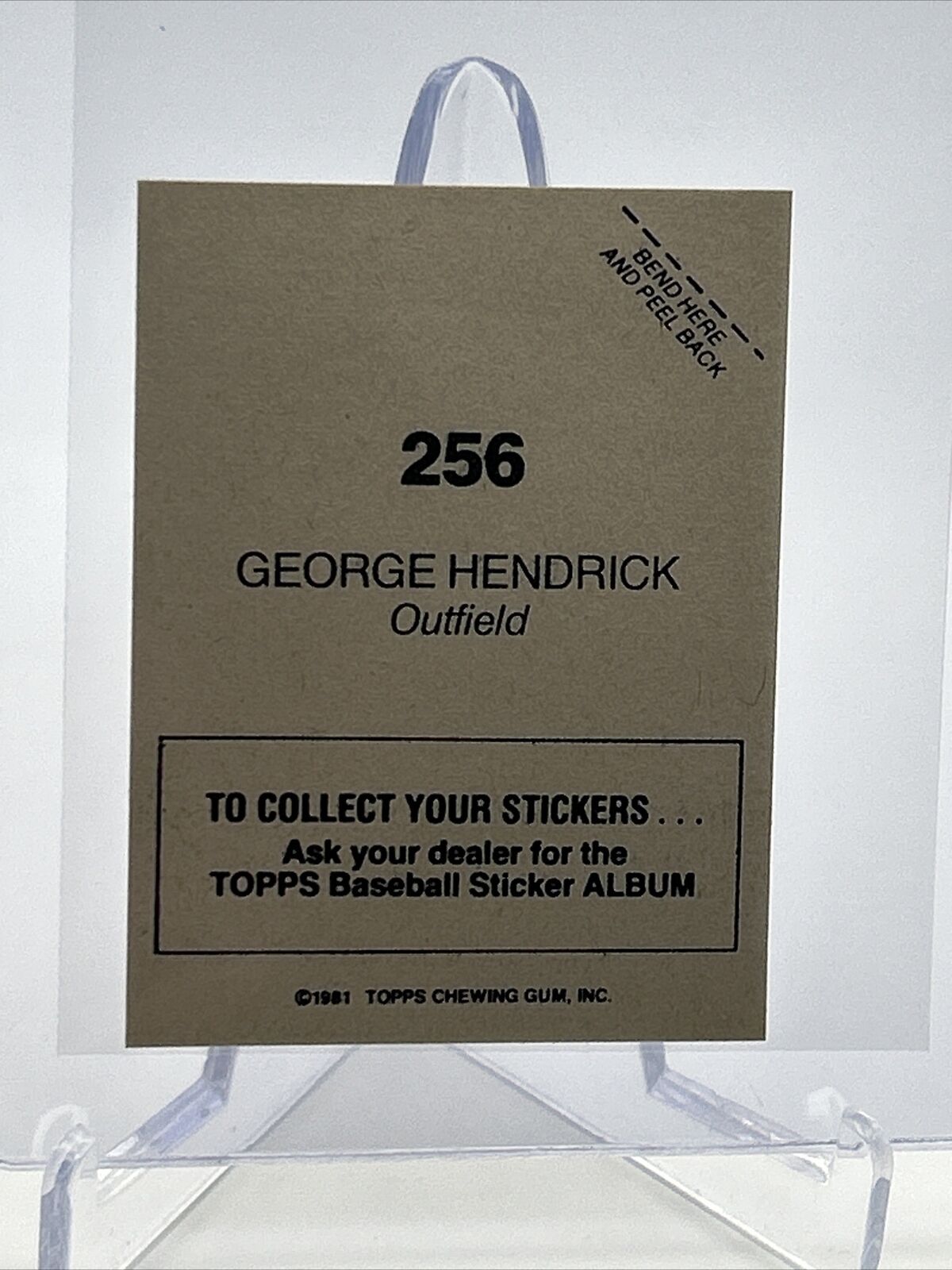 1981 Topps Stickers George Hendrick FOIL Card #256 NM-Mint FREE SHIPPING