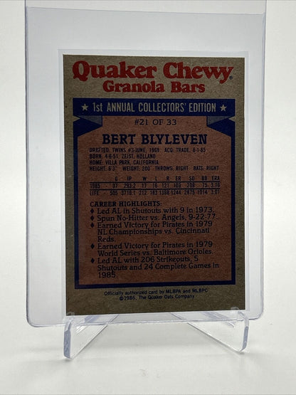 1986 Topps Quaker Bert Blyleven Baseball Card #21 NM-Mint FREE SHIPPING