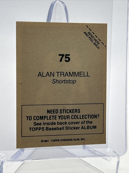 1981 Topps Stickers Alan Trammell Baseball Card #75 NM-Mint FREE SHIPPING