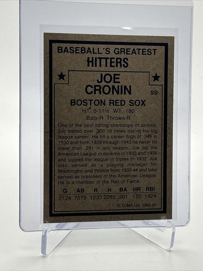 1982 TCMA Greatest Hitters Joe Cronin Baseball Card #40 Mint FREE SHIPPING