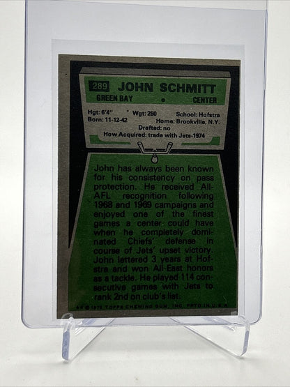 1975 Topps John Schmitt Football Card #289 EX Quality FREE SHIPPING