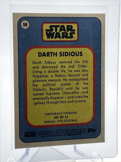 2023 Topps Star Wars Throwback Thursday Darth Sidious #58 Mint FREE SHIPPING