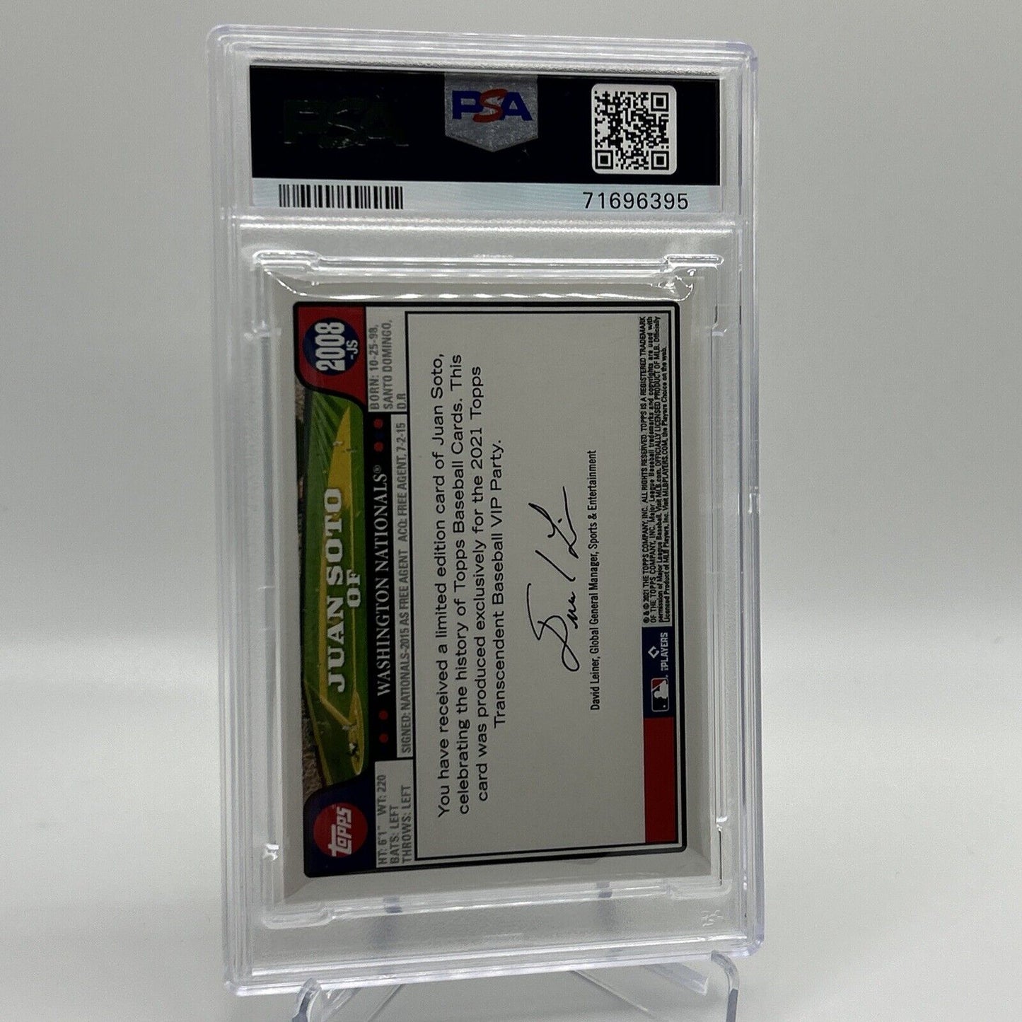 2022 Topps Transcendent VIP Party Juan Soto Baseball Card #2008 PSA 10 23/95