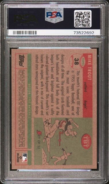 2022 Topps Throwback Thursday Mike Trout Baseball Card #38 PSA 10 Gem Mint