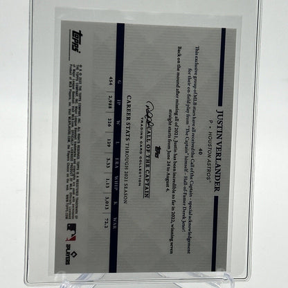 2022 Topps x Derek Jeter Justin Verlander Baseball Card #40 Mint FREE SHIPPING