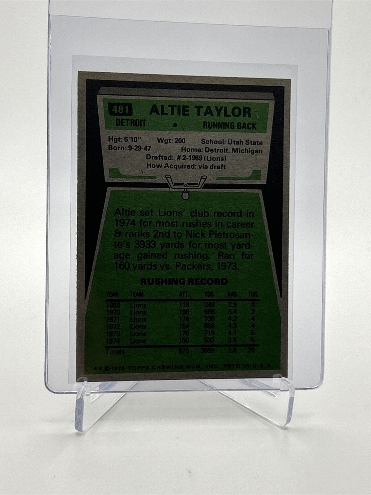 1975 Topps Altie Taylor Football Card #481 NM Quality FREE SHIPPING