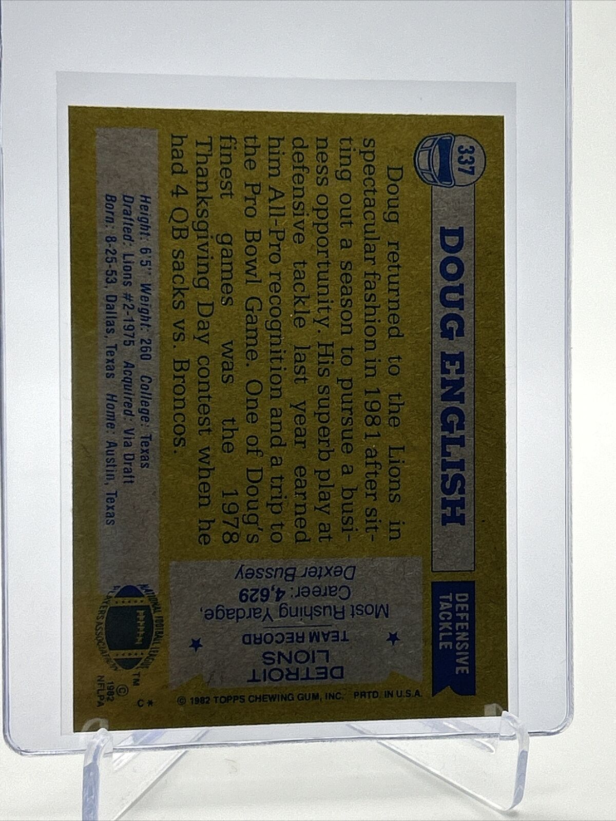 1982 Topps Doug English Football Card #337 NM-MT FREE SHIPPING