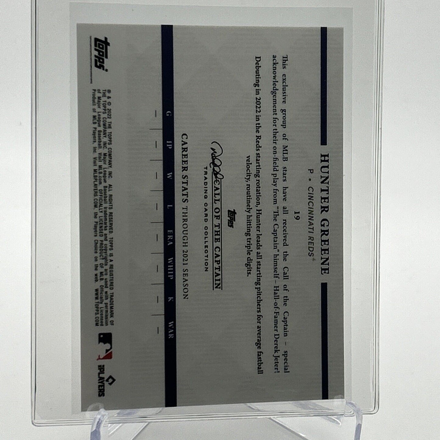 2022 Topps x Derek Jeter Hunter Greene Rookie Card #19 Mint FREE SHIPPING