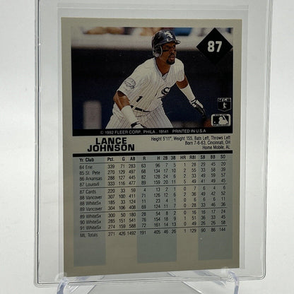 1992 Fleer Lance Johnson Baseball Card #87 Mint FREE SHIPPING
