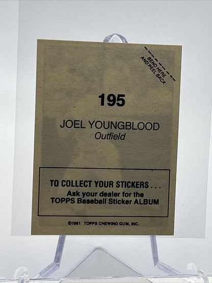 1981 Topps Stickers Joel Youngblood Baseball Card #195 NM-Mint FREE SHIPPING
