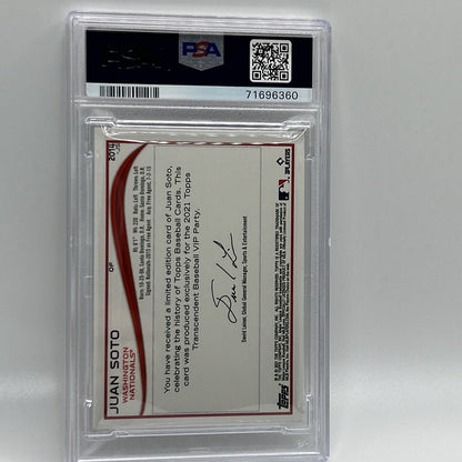 2022 Topps Transcendent VIP Party Juan Soto Baseball Card #2014 PSA 10 23/95