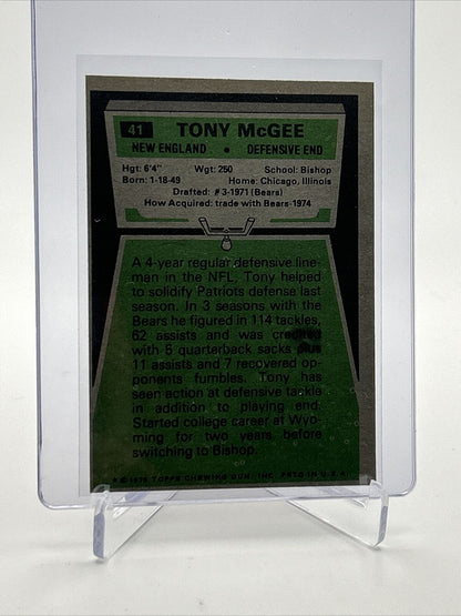 1975 Topps Tony McGee Football Card #41 EX Quality FREE SHIPPING