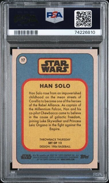 2023 Topps Star Wars Throwback Thursday Han Solo Card #17 PSA 10 Gem Mint
