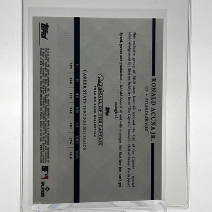 2022 Topps x Derek Jeter Ronald Acuña Jr. Baseball Card #2 Mint FREE SHIPPING