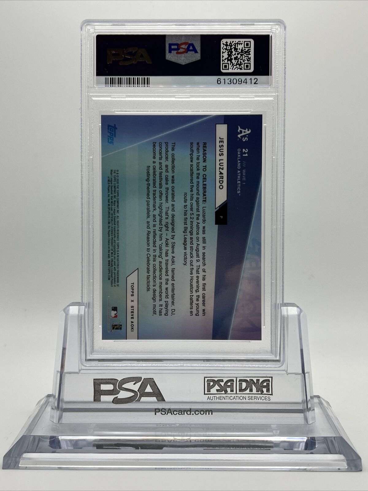 2020 Topps X Steve Aoki Jesus Luzardo Rookie Baseball Card #21 PSA 9