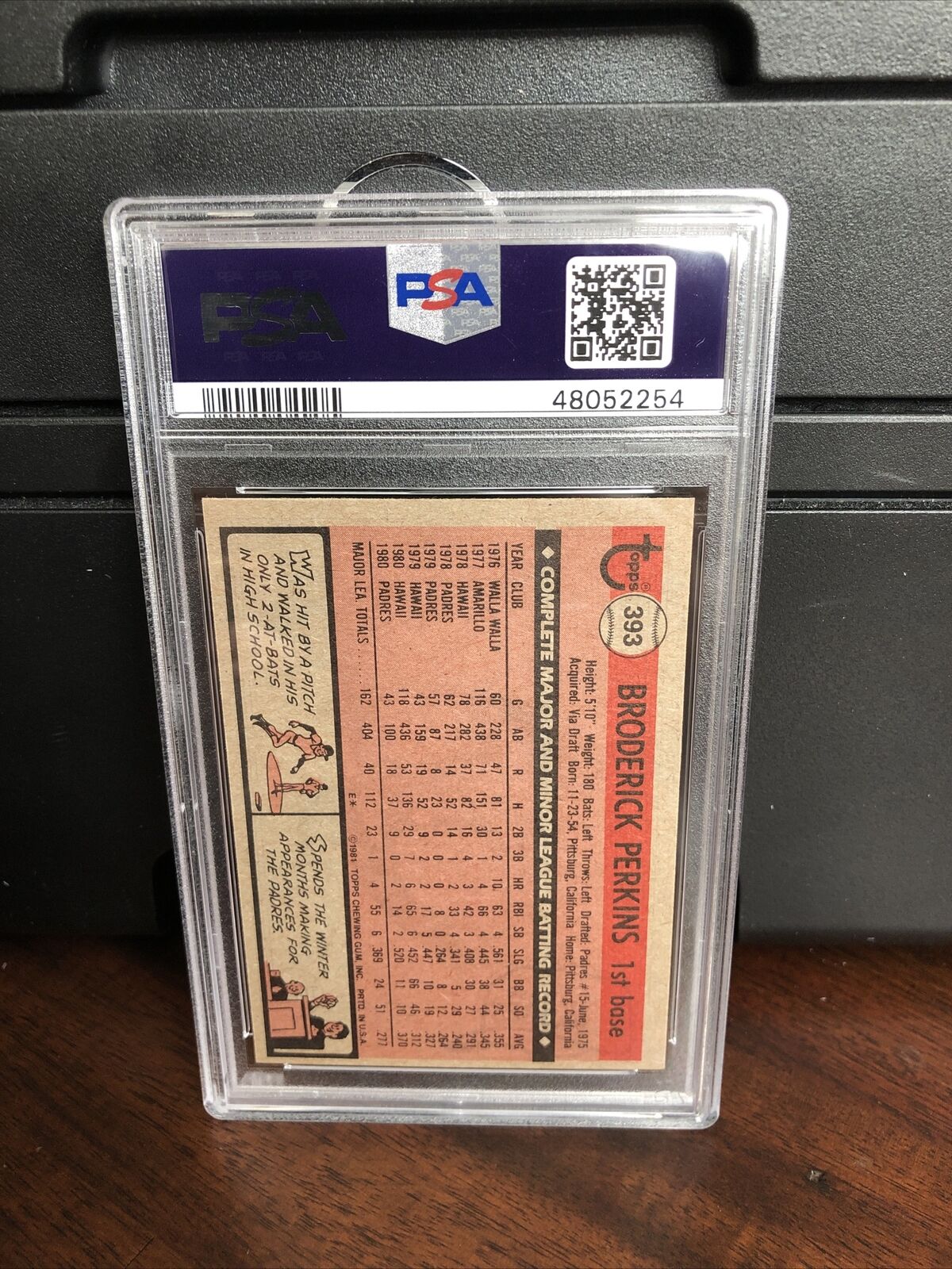 1981 Topps Broderick Perkins Baseball Card #393 Autograph PSA/DNA Authentic