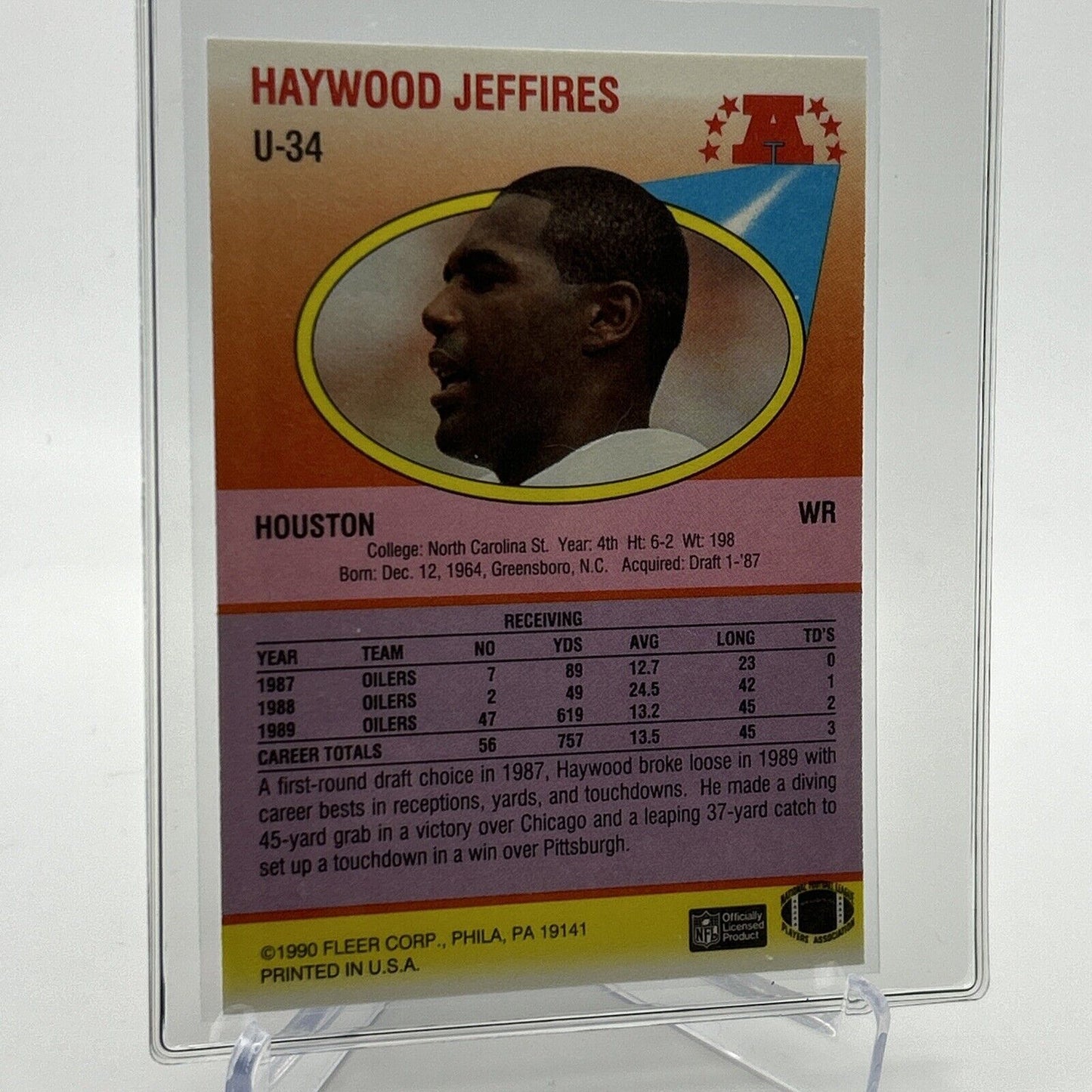 1990 Fleer Update Haywood Jeffires Rookie Football Card #U-34 Mint FREE SHIPPING