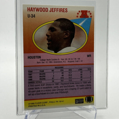 1990 Fleer Update Haywood Jeffires Rookie Football Card #U-34 Mint FREE SHIPPING