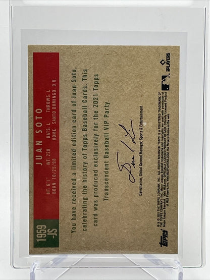 2021 Topps Transcendent Juan Soto Baseball Card #1959-JS 35/95 1959 Topps