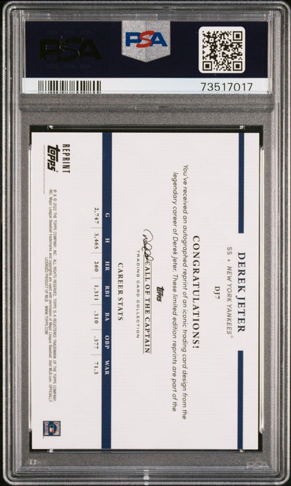 2022 Topps x Derek Jeter 22 Years of Topps FOILBOARD Derek Jeter Card #DJ7 PSA 9