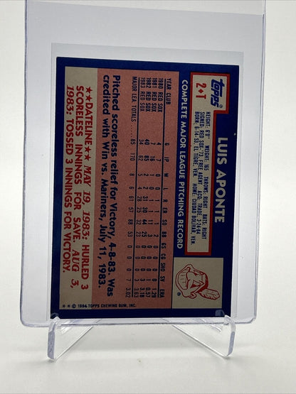 1984 Topps Traded TIFFANY Luis Aponte Card #2T NM-MT FREE SHIPPING