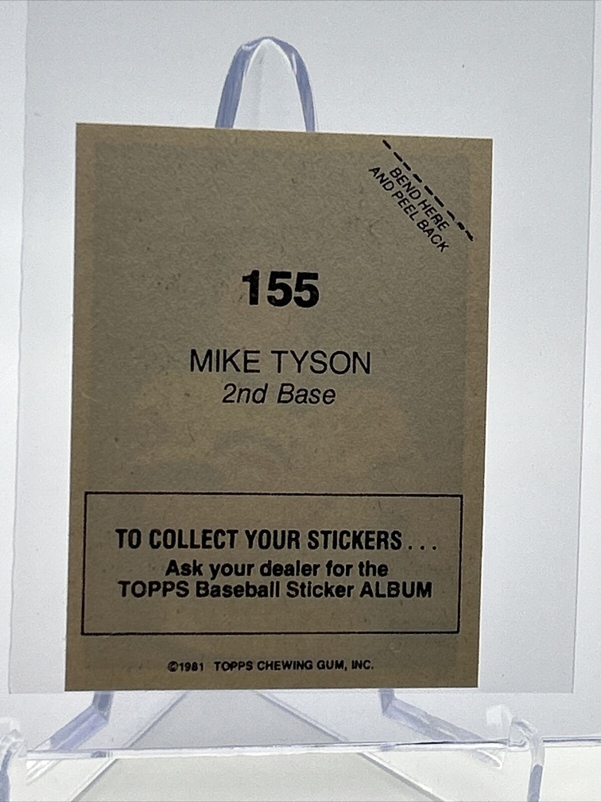 1981 Topps Stickers Mike Tyson Baseball Card #155 NM-Mint FREE SHIPPING