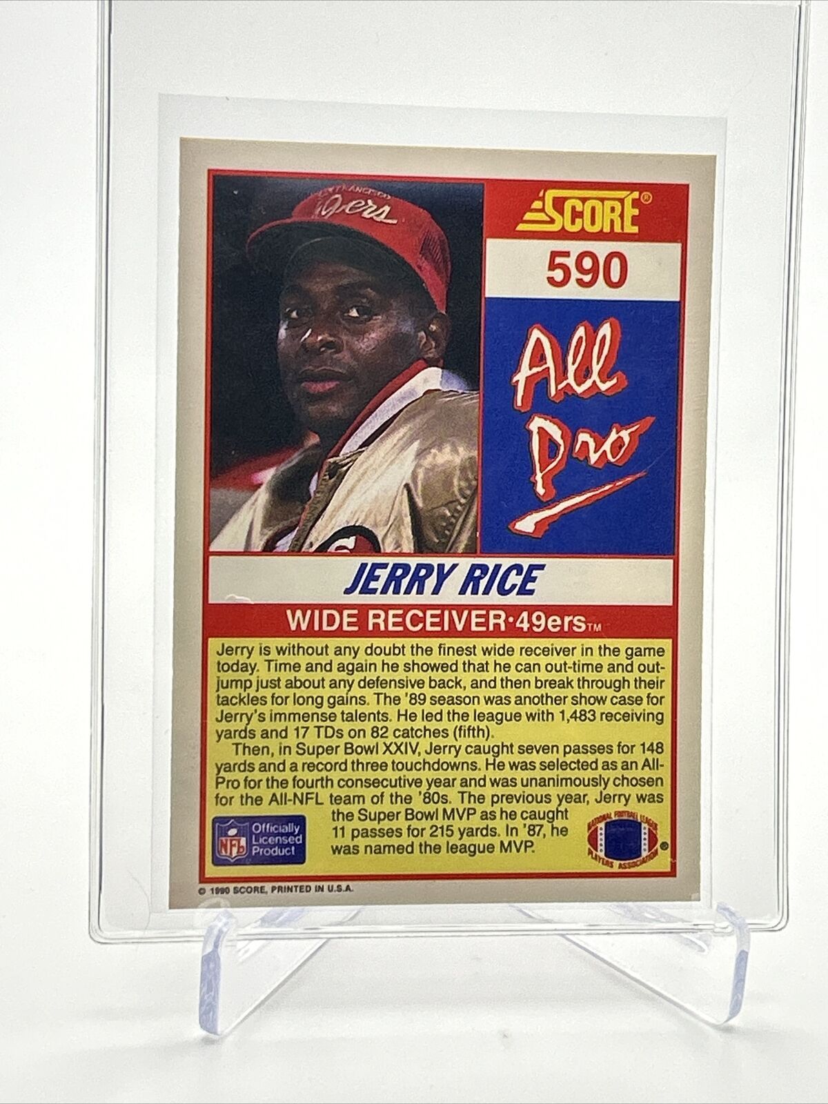 1990 Score Jerry Rice Football Card #590 NM-MT FREE SHIPPING